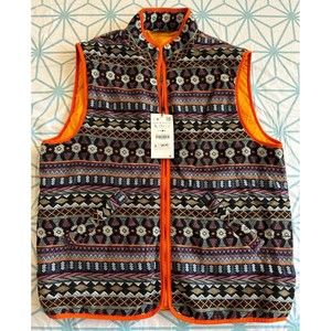 NWT ZARA Geometric Vest Orange Multicolor Retail $89.9 Large Trendy Can b Unisex
